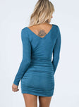 back view of model wearing Princess Polly Nico Mini Dress Blue 