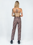 back view of model wearing Princess Polly Dameela Straight Leg Jeans Brown Mid Rise 