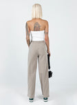 Front view of model wearing  front Princess Polly High Waisted Pants  Archer Pants Pinstripe Beige