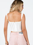 back view of model wearing Princess Polly Normani Top White Sleeveless Square Neck 