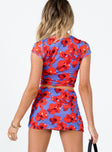 back view of model wearing Princess Polly Bold Move Mini Skirt Navy Floral Mini Skirts 