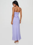 back view of model wearing Princess Polly Emily Maxi Dress Lilac Plunger 