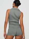 back view of model wearing Princess Polly Janae Vest Top Grey Sleeveless V-Neck 