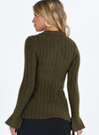 product Princess Polly Full Sleeves Asymmetric Neckline  Beryl Long Sleeve Top Green