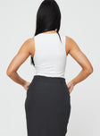 back view of model wearing Princess Polly Karimo Bodysuit White Sleeveless Crew Neck 