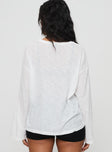 back view of model wearing Princess Polly Veracruz Long Sleeve Top White Full Sleeves Crew Neck 