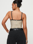 back view of model wearing Princess Polly Thalorien Top Beige Sleeveless Square Neck 