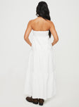 back view of model wearing Princess Polly Osment Maxi Dress White Straight Neck 