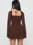 Valentin Long Sleeve Mini Dress Chocolate