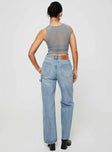 product Princess Polly High Waisted  Rihanna Split Hem Jeans Mid Blue