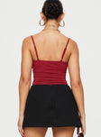 back view of model wearing Princess Polly Damsel Bodysuit Burgundy Sleeveless 