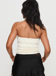 back view of model wearing Princess Polly Saturn Returns Strapless Lace Top Cream Sleeveless straight 