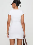 back view of model wearing Princess Polly Ravenna Mini Dress White Scoop Neck 