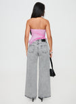 back view of model wearing Princess Polly Brayden Low Wise Relaxed Jeans Grey Acid Wash Low Rise Jeans 