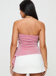 back view of model wearing Princess Polly Royal Rose Strapless Top Pink Sleeveless straight 