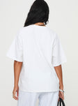 back view of model wearing Princess Polly Loveable Tee White Half Sleeves Crew Neck 