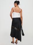 back view of model wearing Princess Polly Carrion Lace Maxi Skirt Black 