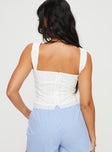 back view of model wearing Princess Polly Allegro Top White Sleeveless Square Neck 