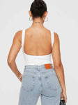 back view of model wearing Princess Polly Nellie Bodysuit White Sleeveless 