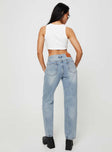 product Princess Polly Low Rise Jeans  Holly Asymmetric Straight Leg Jean Light Wash Denim Lower Impact