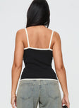 back view of model wearing Princess Polly Kiss Me Cami Black Sleeveless Scoop Neck 