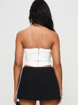 back view of model wearing Princess Polly Poppet Strapless Top White Sleeveless straight 