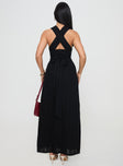 back view of model wearing Princess Polly Alsace Maxi Dress Black Plunger 