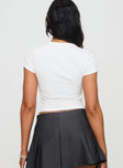 back view of model wearing Princess Polly Baseline Rib Tee Oh Deer White Short Sleeves Crew Neck 