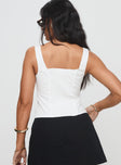 back view of model wearing Princess Polly Effortless Top White Sleeveless Scoop Neck 