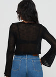 back view of model wearing Princess Polly Cafe Pari Sweater Black Cropped 