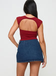 back view of model wearing Princess Polly Wait Up Denim Wrap Mini Skirt Mid Wash Mini Skirts 