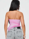 back view of model wearing Princess Polly Travessa Asymmetric Tube Top Pink Sleeveless straight 