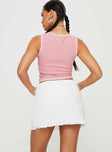 back view of model wearing Princess Polly Kennedie Mini Skirt White Mini Skirts 