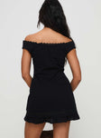 Mirrorball Off The Shoulder Mini Dress Black