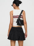 back view of model wearing Princess Polly Dear London Bubble Hem Mini Skirt Black Mini Skirts 