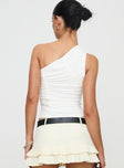 Alodia One Shoulder Ruched Top White