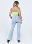 back view of model wearing Princess Polly All The Emotions Denim Jeans Mid Rise 