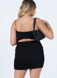 back view of model wearing Princess Polly Holloway Wishes Mini Dress Black 