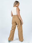 back view of model wearing Princess Polly Miami Vice Pants Stone Mid Rise 