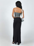 Front view of model wearing  front Karley Low Waist Maxi Skirt Black Princess Polly  Maxi 