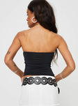 back view of model wearing Princess Polly Leary Strapless Top Black Sleeveless straight 