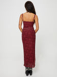 product Princess Polly Asymmetric Neckline  Cotter Maxi Dress Burgundy Floral