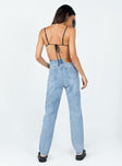 back view of model wearing Princess Polly Calista Lightwash Denim Jeans High Waisted 