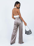 back view of model wearing Princess Polly Yasamin Wide Leg Pants Grey 