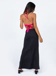 back view of model wearing Princess Polly Rosetta Low Rise Maxi Skirt Black 