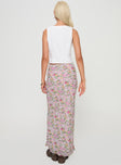 back view of model wearing Princess Polly Emily Maxi Skirt Pink Floral Maxi 