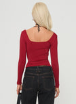 Rehna Long Sleeve Top Burgundy