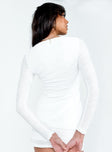 back view of model wearing Princess Polly Nowell Long Sleeve Top White Full Sleeves Sweetheart 