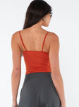 Cami top Slim fitting, adjustable shoulder straps, deep v neckline