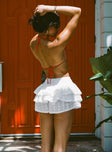 back view of model wearing Princess Polly Ruru Skort White High Waisted Shorts 